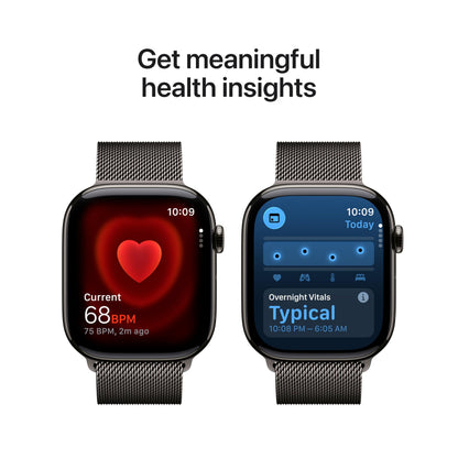 Apple Watch Series 11 [GPS 42mm] Smartwatch with Jet Black Aluminum Case with Black Sport Band - S/M. Sleep Score, Fitness Tracker, Health Monitoring, Always-On Display, Water Resistant
