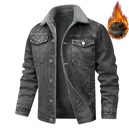 Denim Coat Fleece-lined Men Fashion Brands Jacket