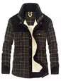Men's Full Size Plaid Fleece Lined Snap Down Jacket Plus Size