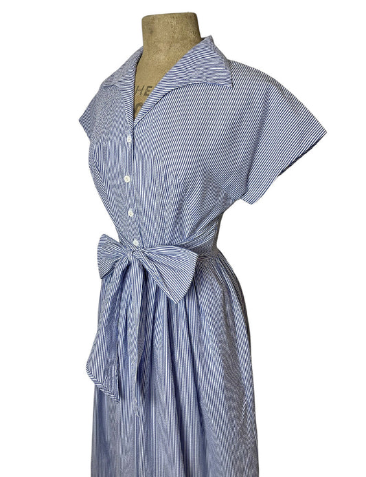 Scout for Loco Lindo 40s Style Denim Blue Seersucker Willow Dress