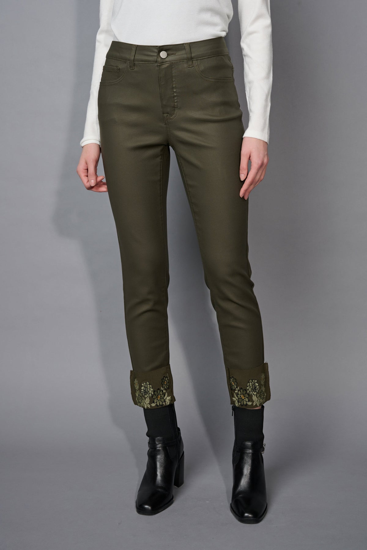 Picadilly Embellished Cuff Cropped Jeans