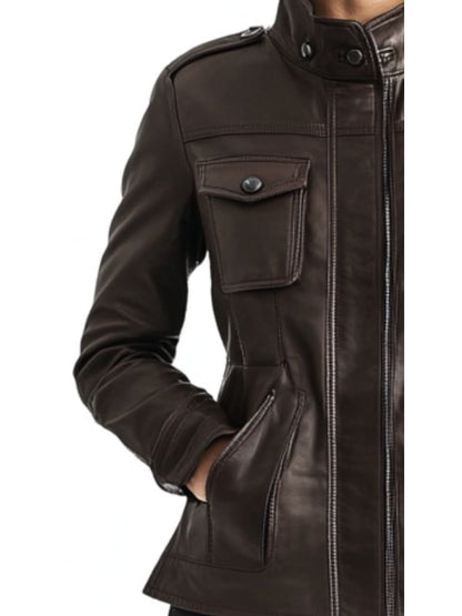Evelyn Leather Brown Jacket – Women’s Leather Jacket in Brown