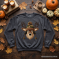 Deer Head Camo Hat Christmas Sweatshirt, Imitation Latch Hook Yarn Cozy Hunting Season Sweater