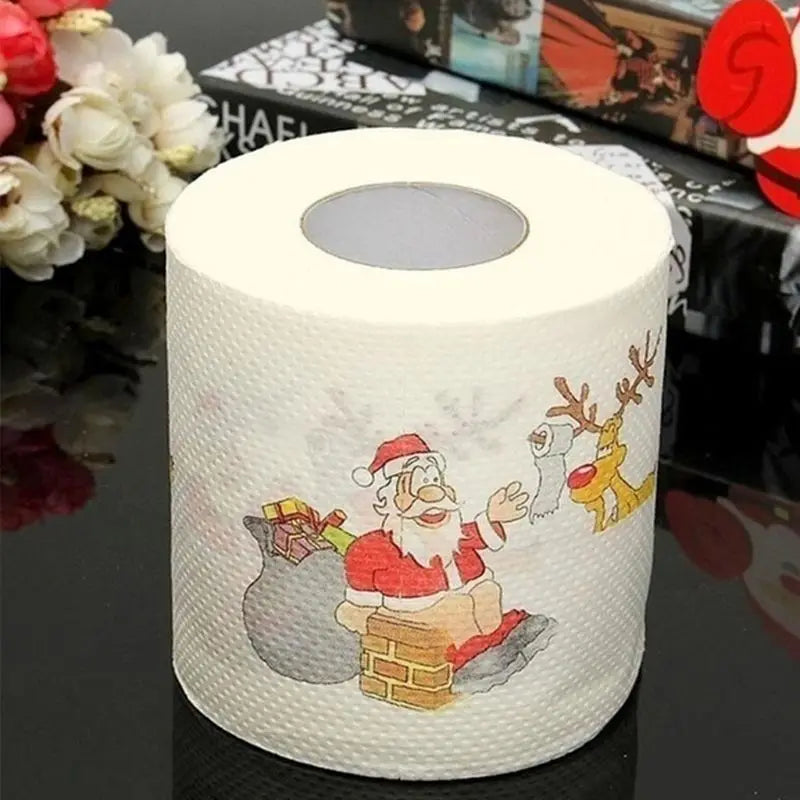 Christmas Pattern Printing Roll Toilet Paper Household  Tissue Bathroom Web Q0KD
