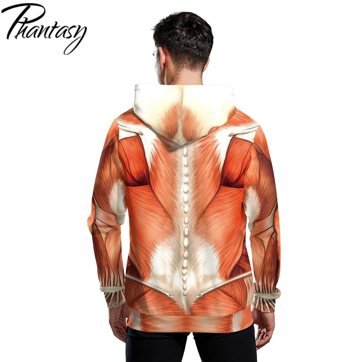 Phantasy Japanese Anime Hoodies Unisex Superhero Muscle Print Pullover Cosplay Costume Hooded Streetwear Loose Sweatshirt Jacket