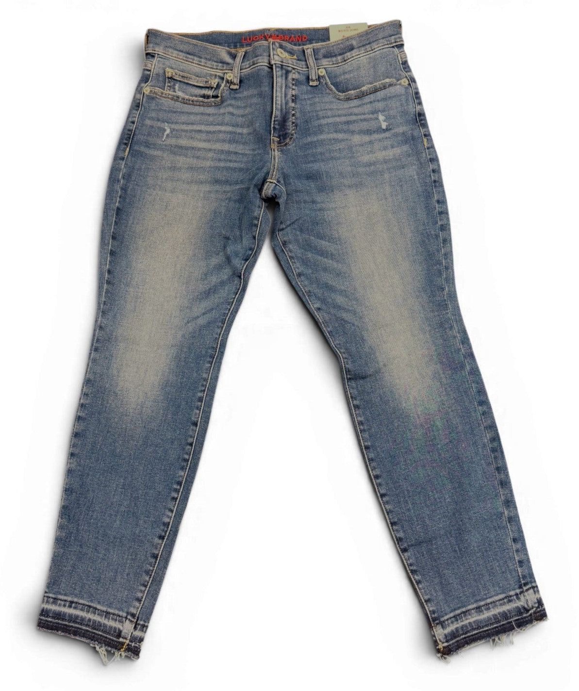 Pair of blue jeans on a white background