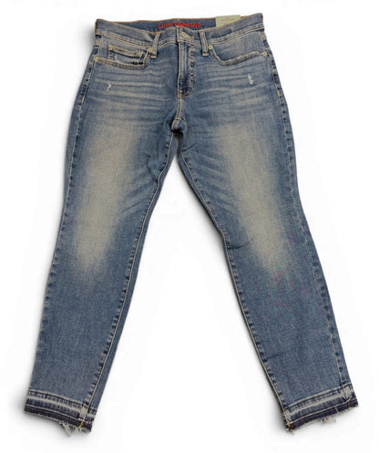 Pair of blue jeans on a white background