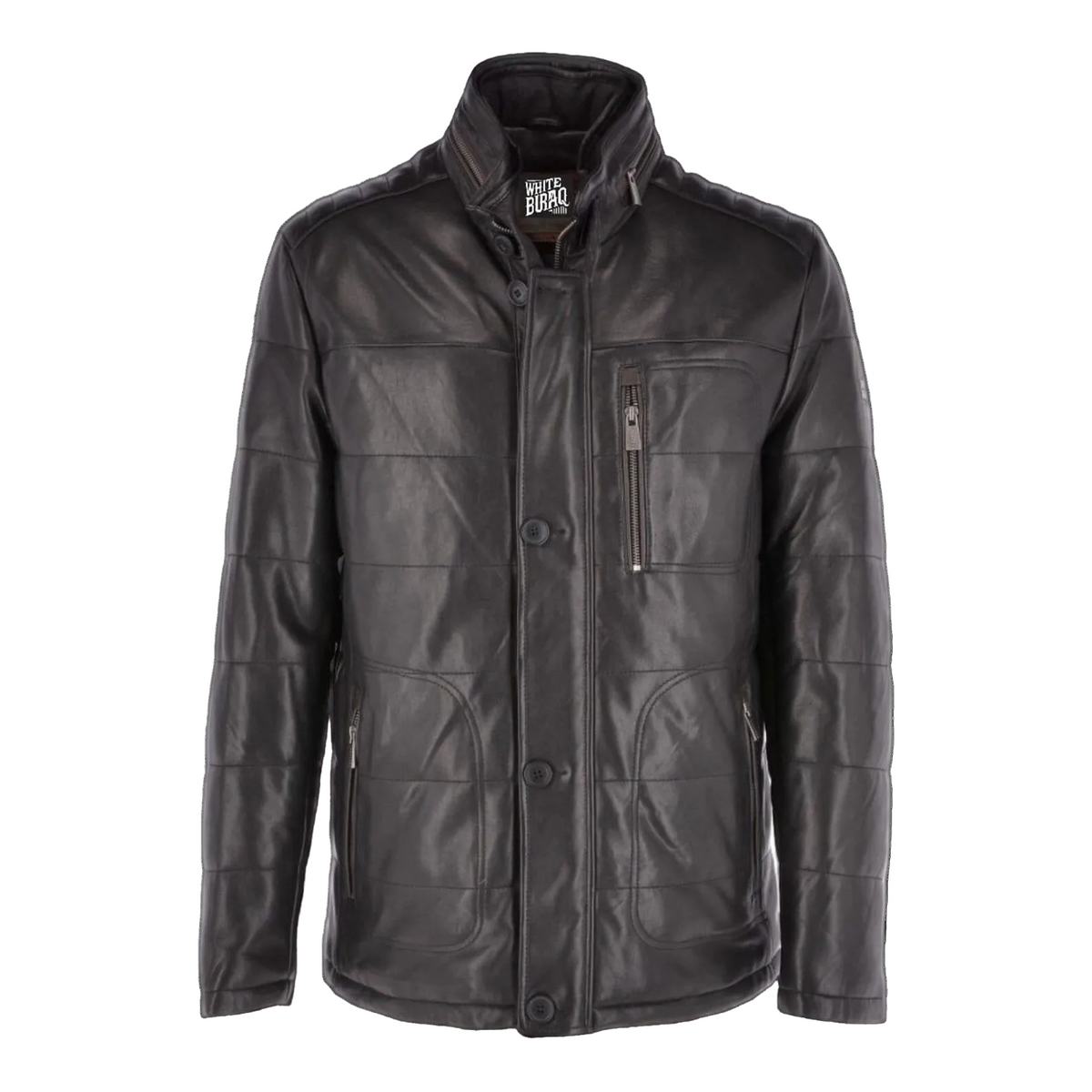 Men's Lambskin Leather Jacket with Zip Pockets