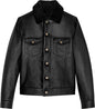 Men’s Denim Style Genuine Leather Jacket With Fur