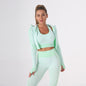 Seamless Yoga Clothes Women Summer Exercise Workout Outfit Tight Quick Drying Waist Tight Yoga Clothes Three Piece Set
