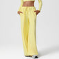Autumn Winter Wide Leg Women Sports Pants Loose Low Waist Fitness Pants Drawstring Elastic Casual Yoga Pant Belt Pocket