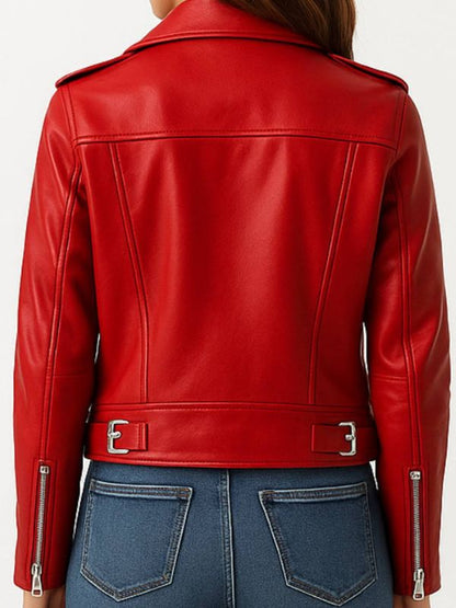 Olivia Leather Red Jacket – Women’s Premium Red Leather Jacket