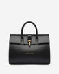 Oriana (black) - Italian calf leather women's handbag (with shoulder strap)