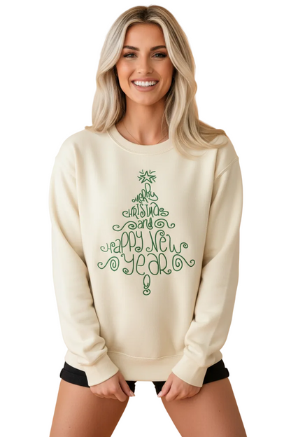 Merry Christmas & Happy New Year Embroidered Sweatshirt