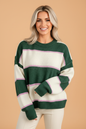 Stripe Colorblock Drop Shoulder Loose Sweater