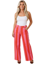 Stripe Denim High Waist Straight Leg Jeans