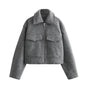 Foridol Autumn Winter Thick Burgundy Coat Jacket Women Zip Closure Turn Down Collar Short Jacket Veste Casual Angola Red Coat