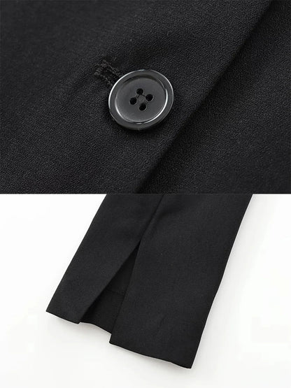 Foridol Solid O-neck Single Breasted Black Blazer Coat Women Autumn Winter Short Jacket Office Lady Vintage Buttons Veste