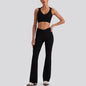 Women's Yoga Exercise Sets Women Backless Sports Tank Top V Shape High Waist Wide Leg Pants Fitness Gym Running Workout Clothes
