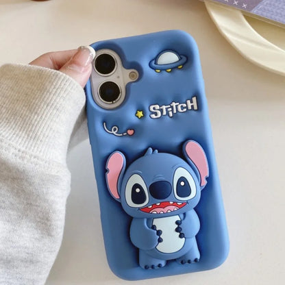 Cute 3D Cartoon Stitch Silicone Phone Case for iPhone 18 17 Pro 16 15 14 13 12 11 Pro Max Anime Shockproof Soft Protective Cover