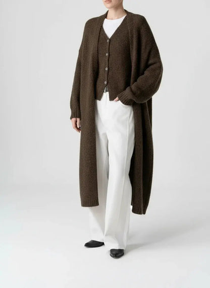 Winter Plus Size Knit Vest and Long Coat Set