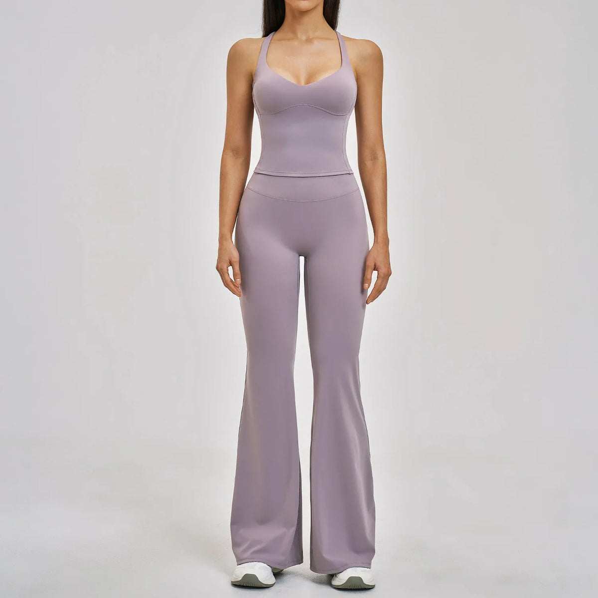Summer Yoga Set Women Back Cross Shock-absorbing Slim Sports Tank Top Exercise Sets Outwear Running Flare Leggings Fitness Suits