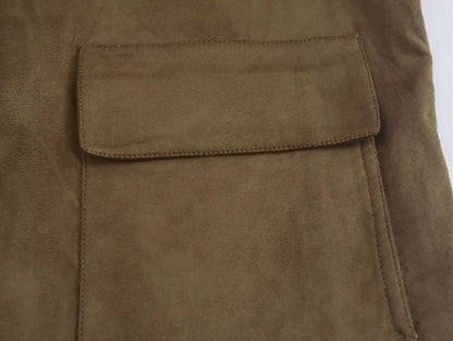 Foridol Casual Brown Jacket Women Autumn Winter Loose Short Buttons Coat Suede New Fashion Jacket Femme Veste