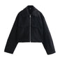 Foridol Autumn Winter Thick Burgundy Coat Jacket Women Zip Closure Turn Down Collar Short Jacket Veste Casual Angola Red Coat