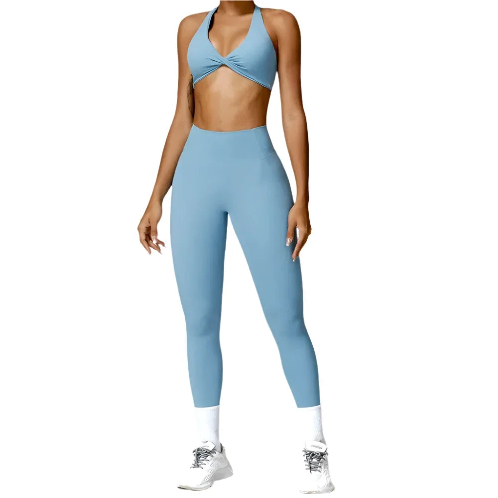 2-Piece Yoga Set Push Up Bra High Waisted Leggings