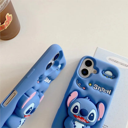 Cute 3D Cartoon Stitch Silicone Phone Case for iPhone 18 17 Pro 16 15 14 13 12 11 Pro Max Anime Shockproof Soft Protective Cover