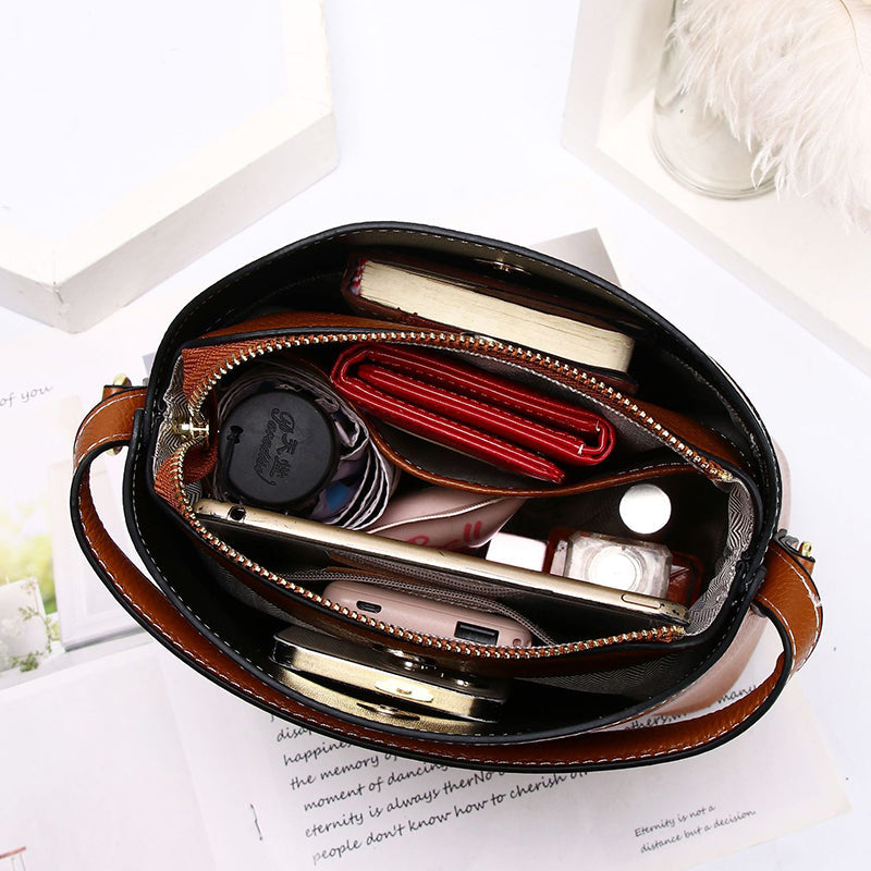 Top Grain Leather Handbag Women Natural Leather Shoulder Bag Stylish Womens Crossbody Bag