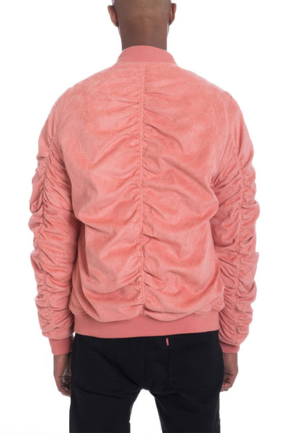 Microsuede Scrunched Bomber Jacket