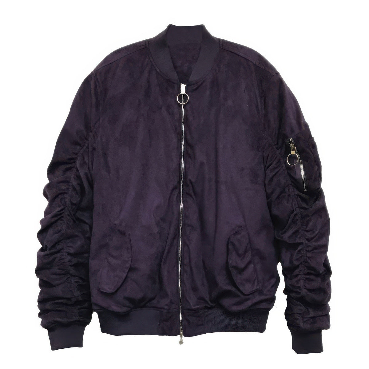 Dark purple bomber jacket on a white background