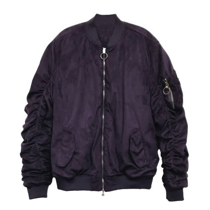 Dark purple bomber jacket on a white background