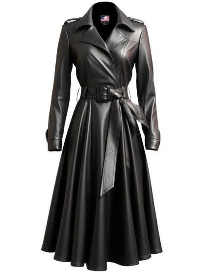 Women’s Black Leather Coat – Long Leather Coat