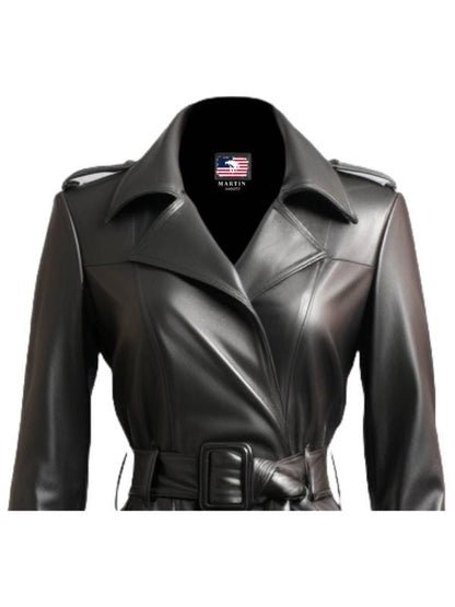 Women’s Black Leather Coat – Long Leather Coat