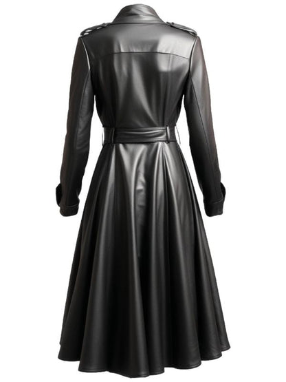 Women’s Black Leather Coat – Long Leather Coat