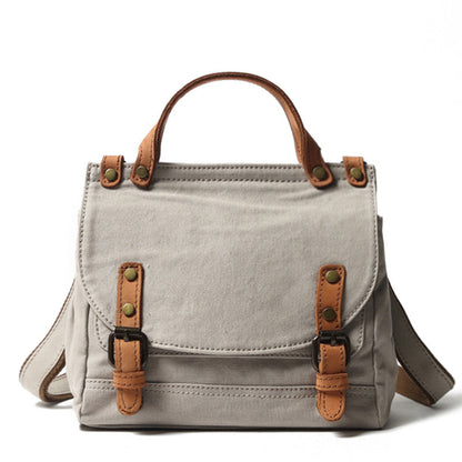 Canvas With Leather Handbag for Women, Stylish Canvas Messenger Shoulder Bag Crossbody Bag
