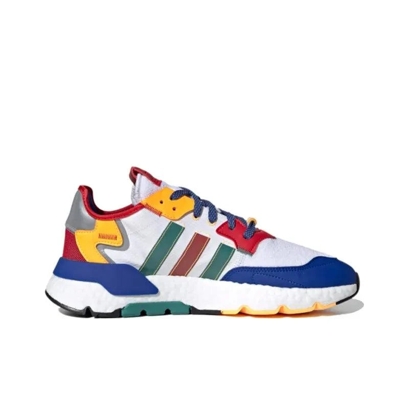 Colorful sneaker with multicolor design on a white background