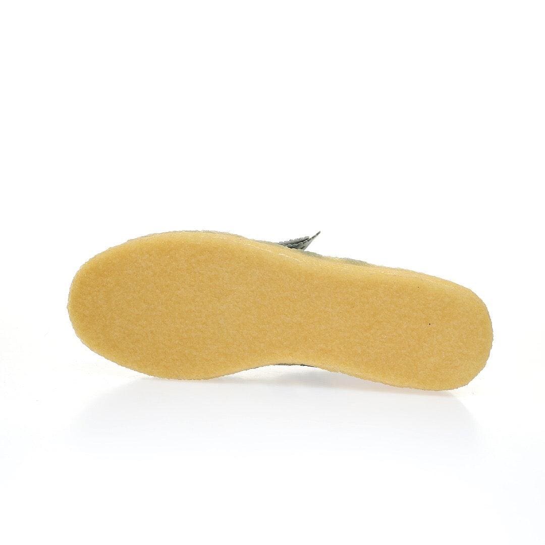 Close-up of a tan shoe sole on a white background