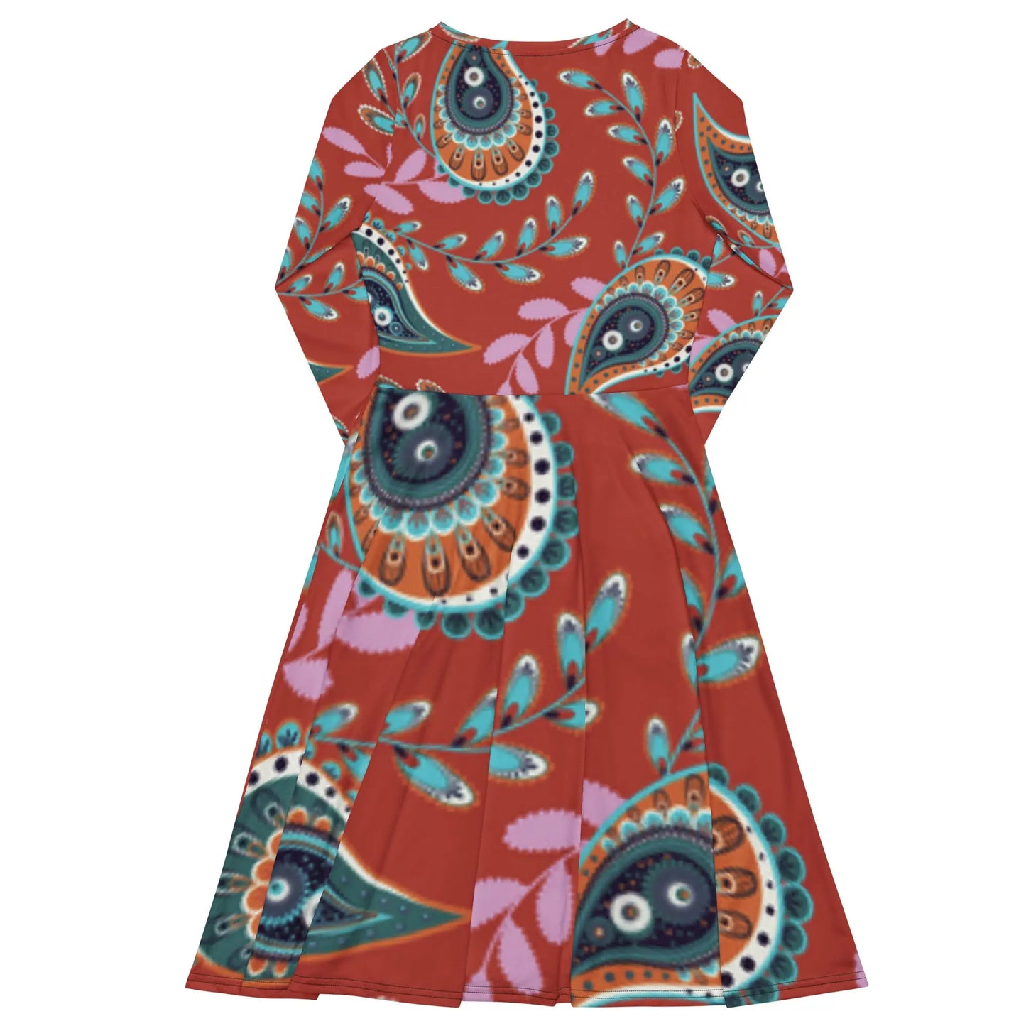 All-over print long sleeve midi dress-LifessentialsLLC.com
