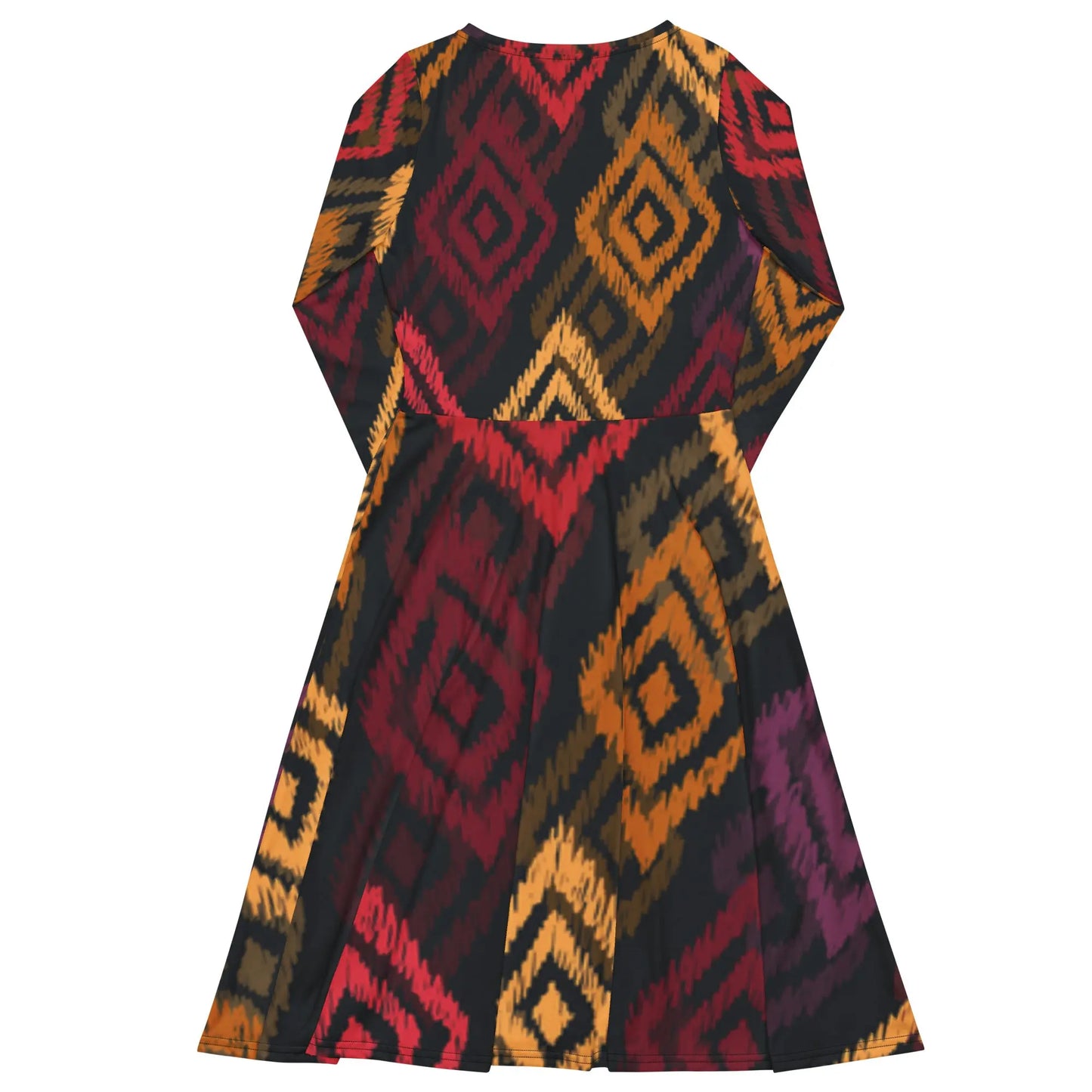 All-over print long sleeve midi dress-LifessentialsLLC.com
