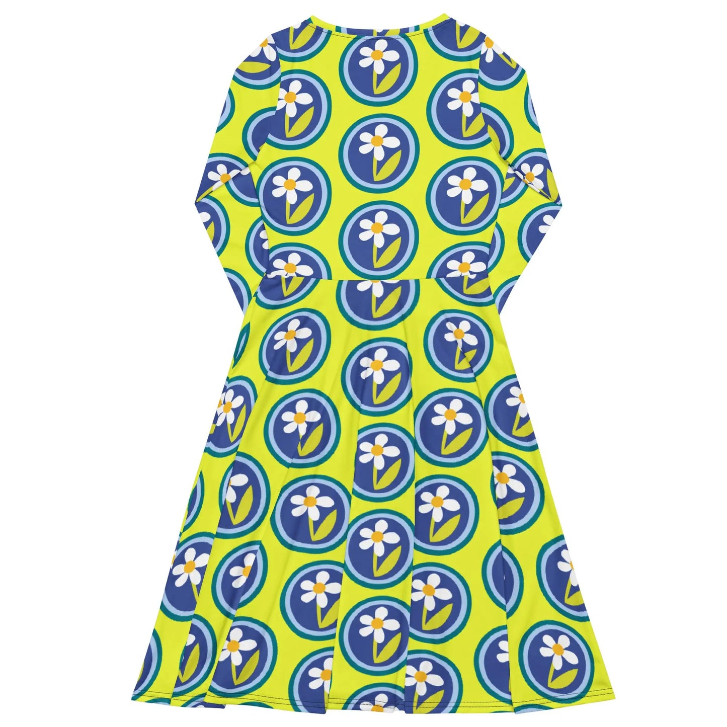All-over print long sleeve midi dress-LifessentialsLLC.com