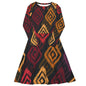 All-over print long sleeve midi dress-LifessentialsLLC.com