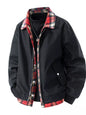 Men's Plus Size Plaid Trim Long Sleeve Jacket