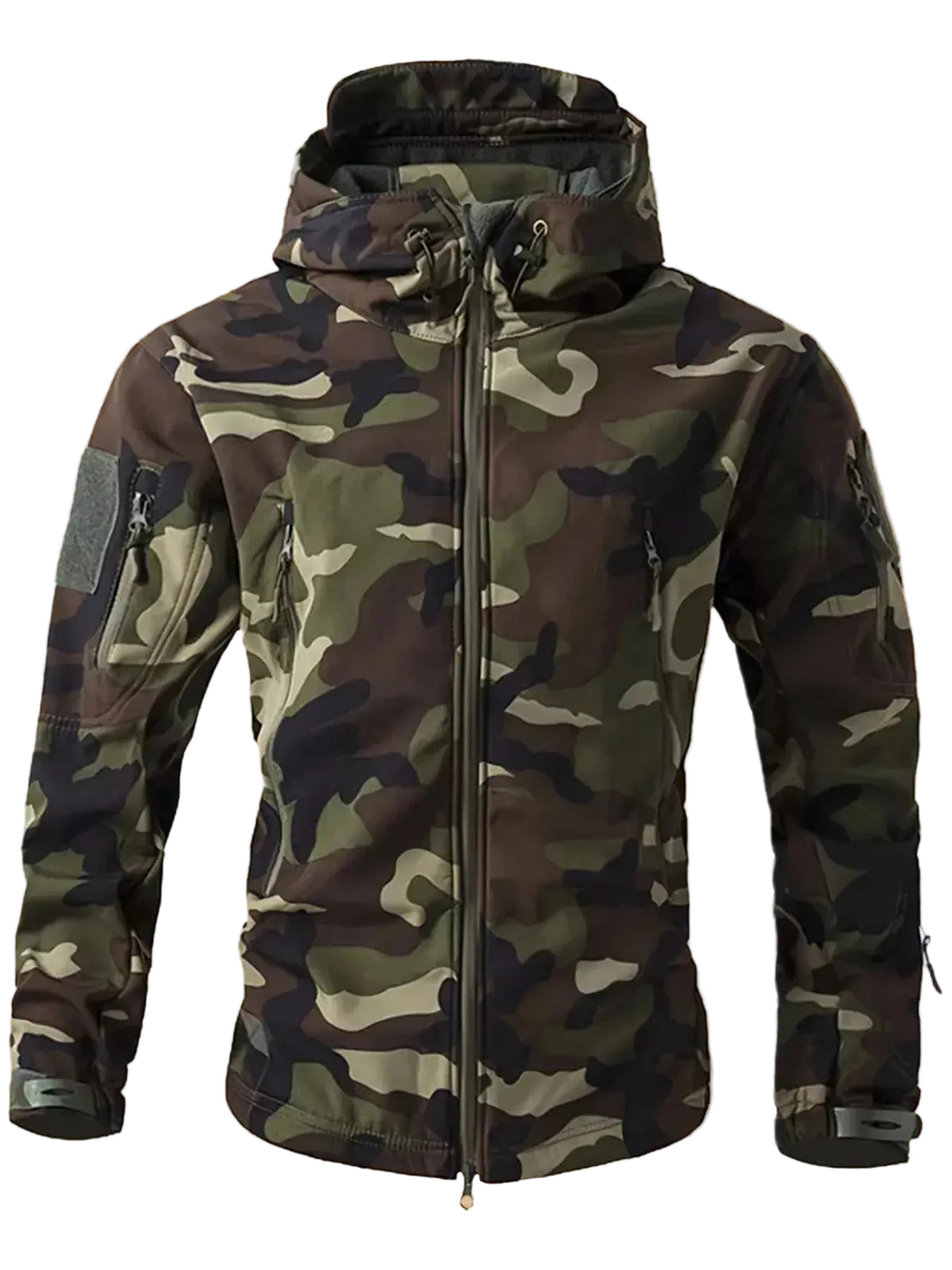 Camouflage jacket on a beige background