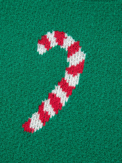 Christmas Candy Cane Holiday Drop Shoulder Sweater