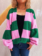 Women's Color Block Open Front Cardigan Sweater