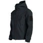 Black tactical jacket with a hood on a white background