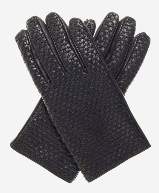 CC3339 (black) - Men’s Italian woven leather gloves with cashmere lining